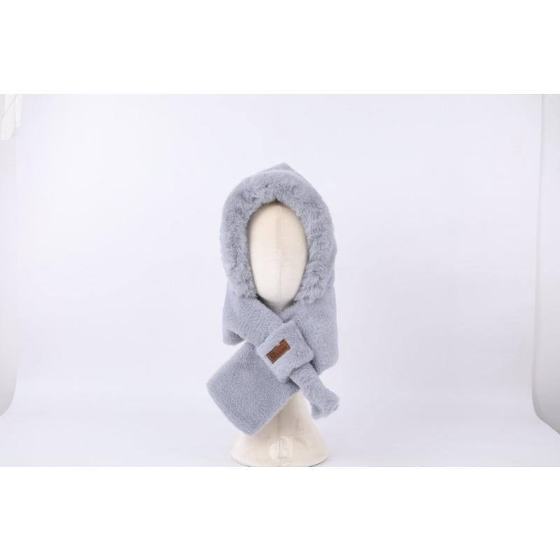 Plush hat women's new winter plush thickened warm bag head hat neck scarf hat integrated