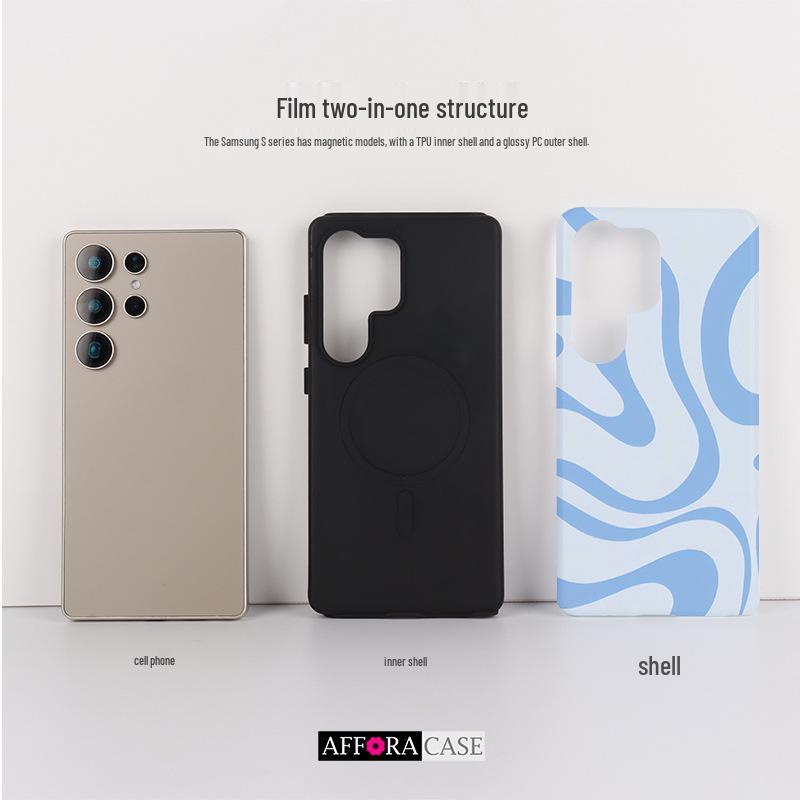 

Samsung S25 Ultra Phone Case with Magnetic Film & Irregular Lines Design Samsung S24 FE