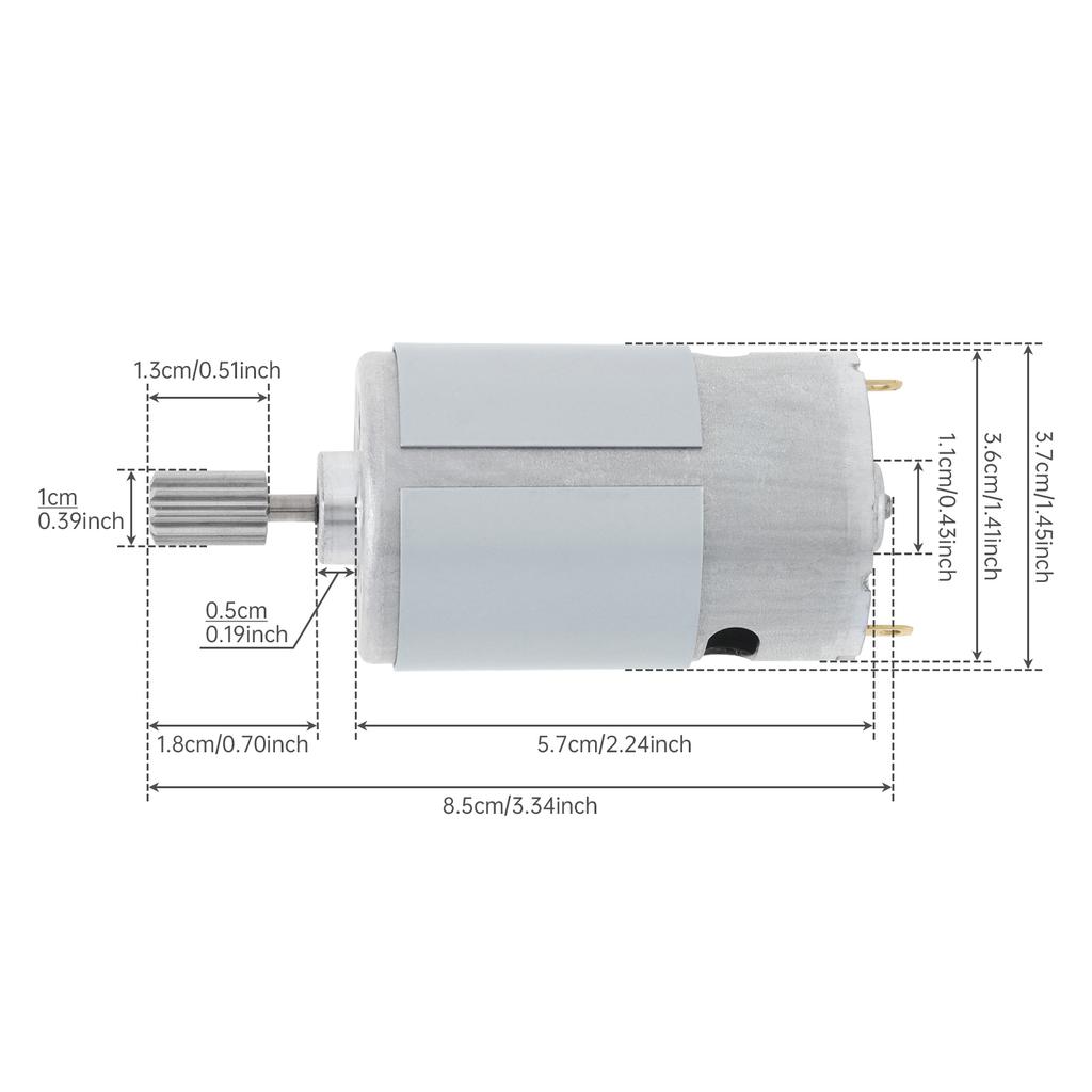 RS550 24V 25000RPM Høyhastighets DC-motor 10 tenner gir 10x13mm Elektrisk kjøretøy oppgradering erstatning