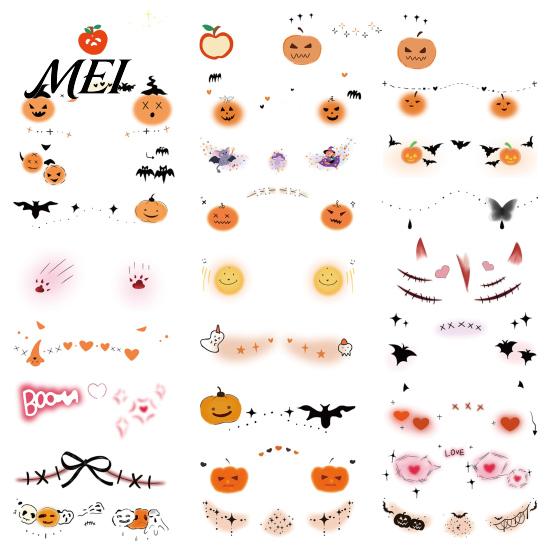 Halloween Face Tattoos Temporary Tattoos, Realistic Waterproof Water Transfer Stickers, Skin-friendly Quick Makeup Transformation Breathable Body Art,