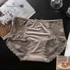 Female Summer Sexy Lace Hollow Satin Antibacterial Comfortable Breathable Hip Mid Waist Triangle Briefs
