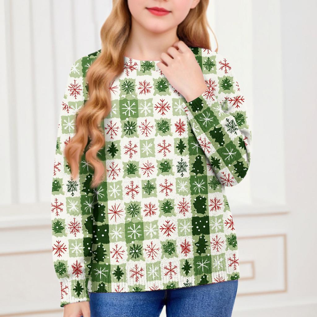 Vánoční mikiny pro děti chlapce a dívky pletený svetr roztomilé tričko podzimní kulatý výstřih pulovr topy