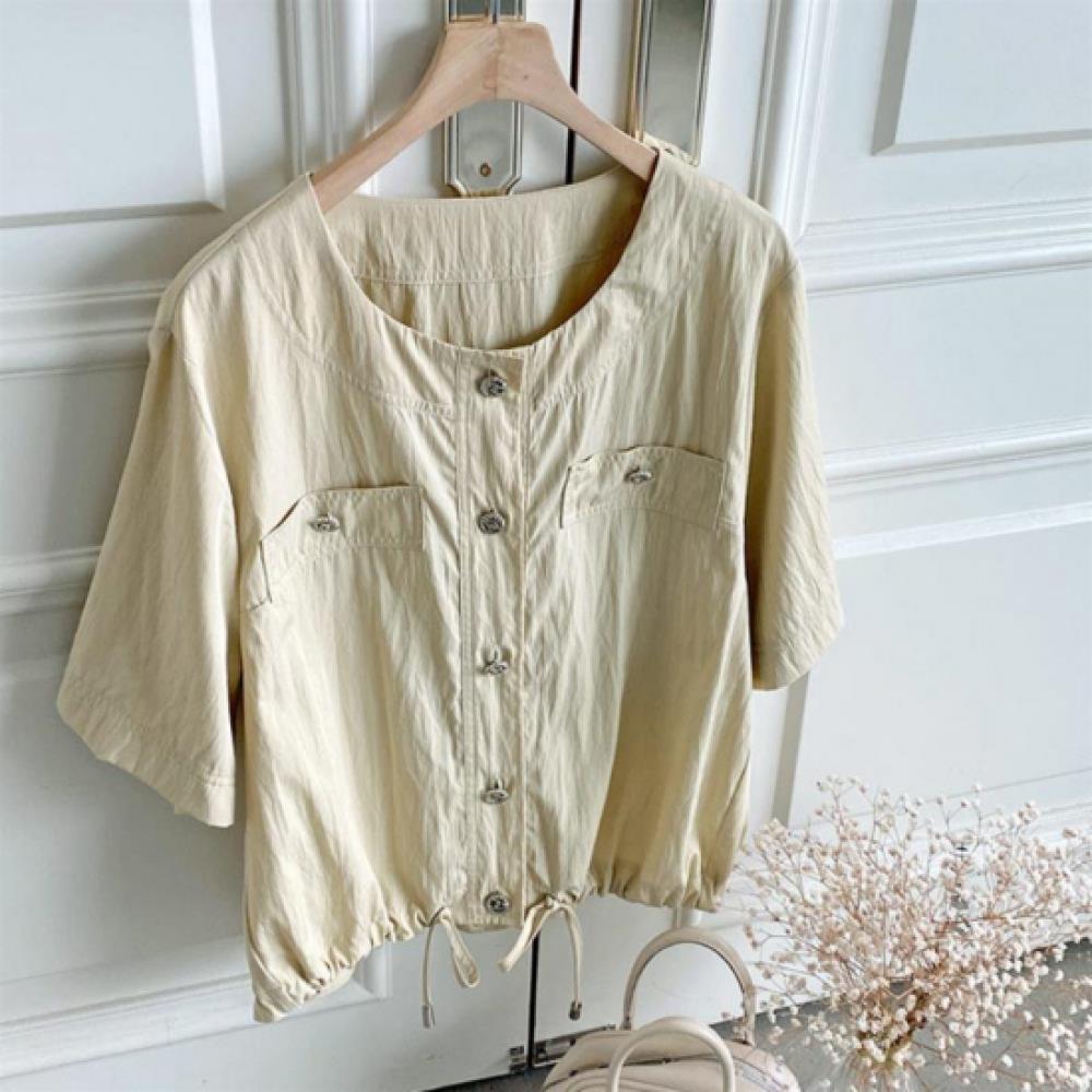 New Arrivals Open Run Women Bashrak Double Pocket No Collar String Short Sleeve
