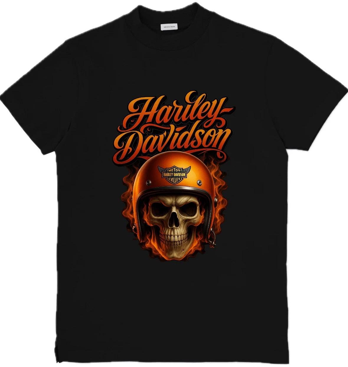 

Унисекс футболка с графическим принтом в стиле Harley-Davidson, футболка с принтом Орел и Череп , размеры S-3XL 2XL