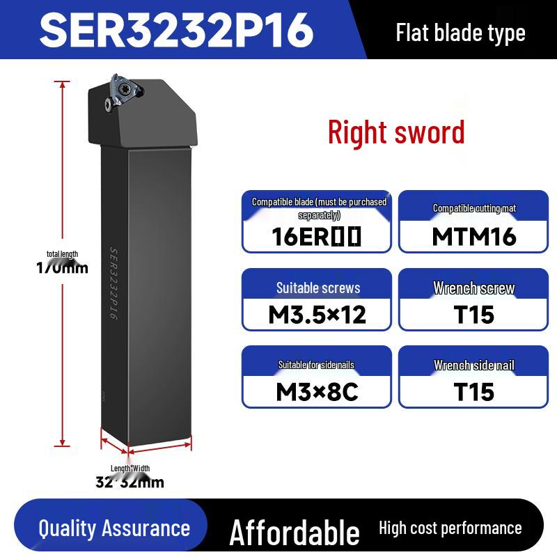 CNC SER2020K16 2525M22 External Threading Tool Holder - Shock-Resistant Lathe Tool for External Diameter Clamping