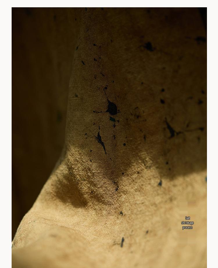 Autumn Origami-Inspired Sleeveless Linen Top with Mottled Texture