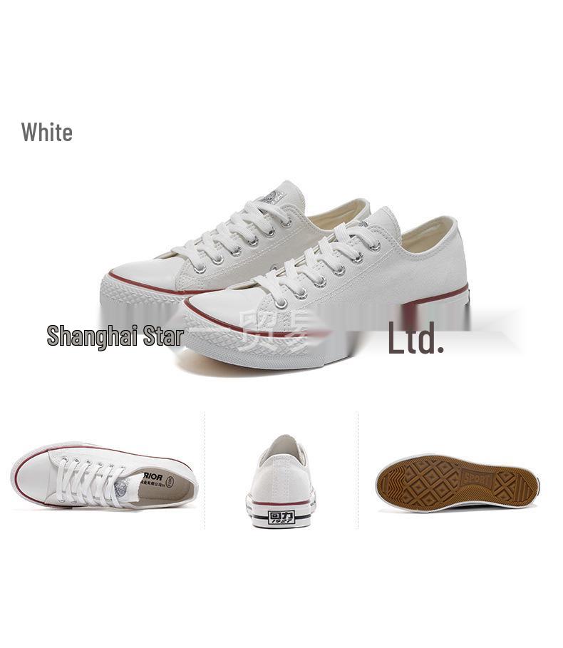 Men's Classic Black & White Low-Top Canvas Sneakers - Versatile, Casual, and Stylish Board Shoes for Spring