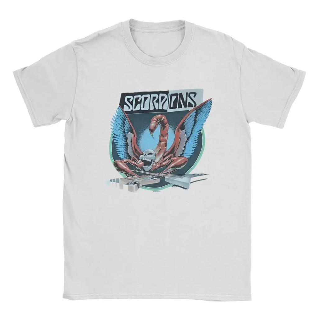 Men Scorpions Rock Band T Shirt Music Concert Tour Pure Cotton Merchandise Fashion Short Sleeve Crewneck Tee Unique TShirt