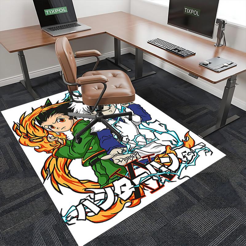 1pc Hunter x Hunter Leorio & Killua Anime Cartoon Design Office Chair Mat, Non-Slip Carpet for Home Decor, Suitable for All Seasons, Ideal Gift for Fa
