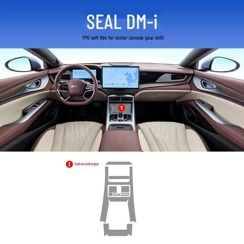 BYD Seal Interior Film Set: Dashboard, Screen, Gear Shift, Air Conditioner Stickers, HD TPU, fits 25 models