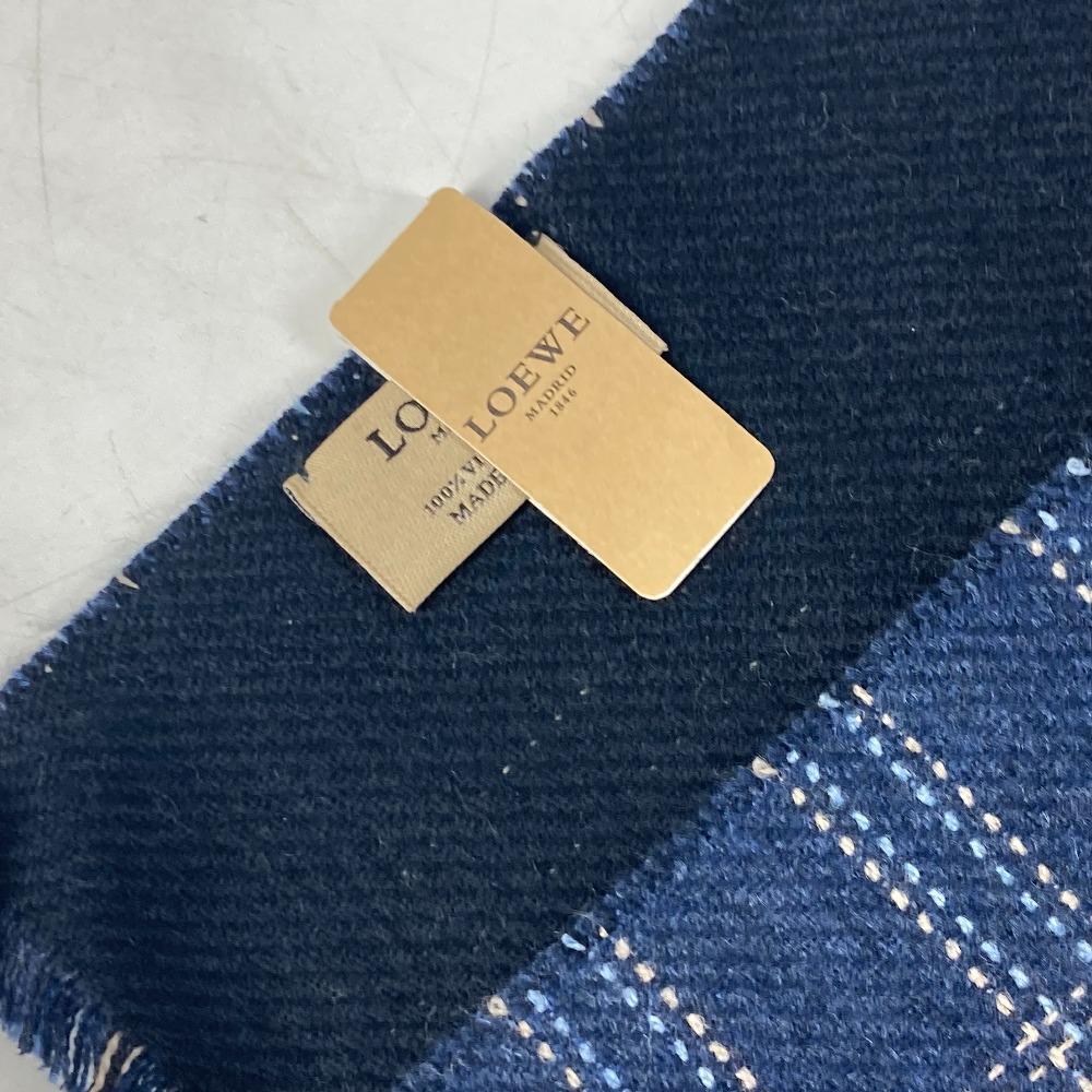 LOEWE Anagram Check Fringe  Scarf wool blue Unused