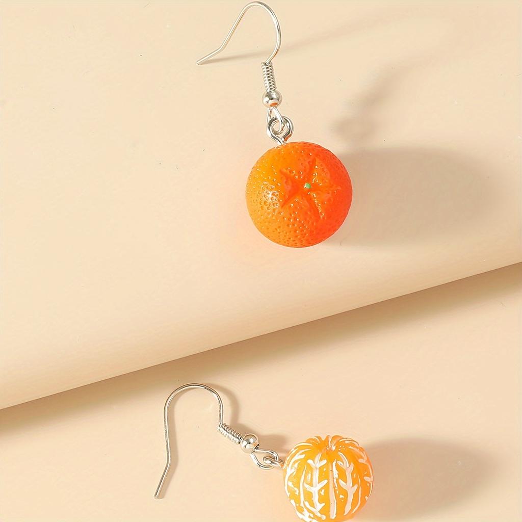Fruit pendant earrings for women, fashionable and personalized creative colored orange earrings for Men's versatile earrings