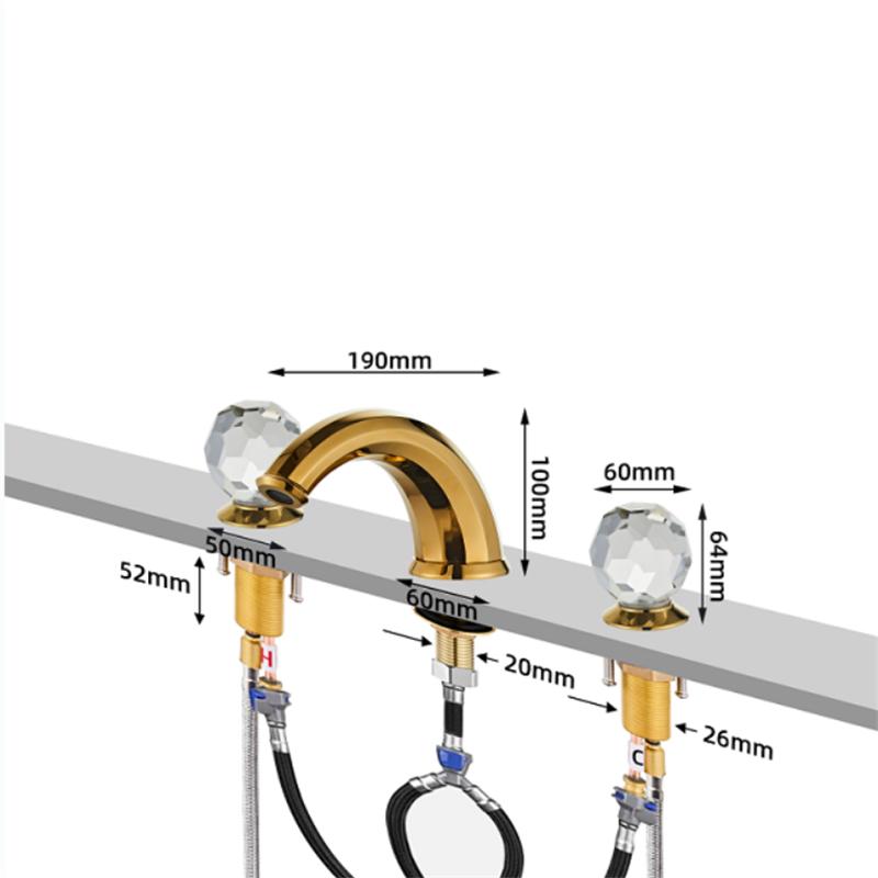 Gold Bathroom Faucet Modern basin faucet Brass widespread faucet Tap luxury Basin Mixer Hot And Cold shower room sink Faucet