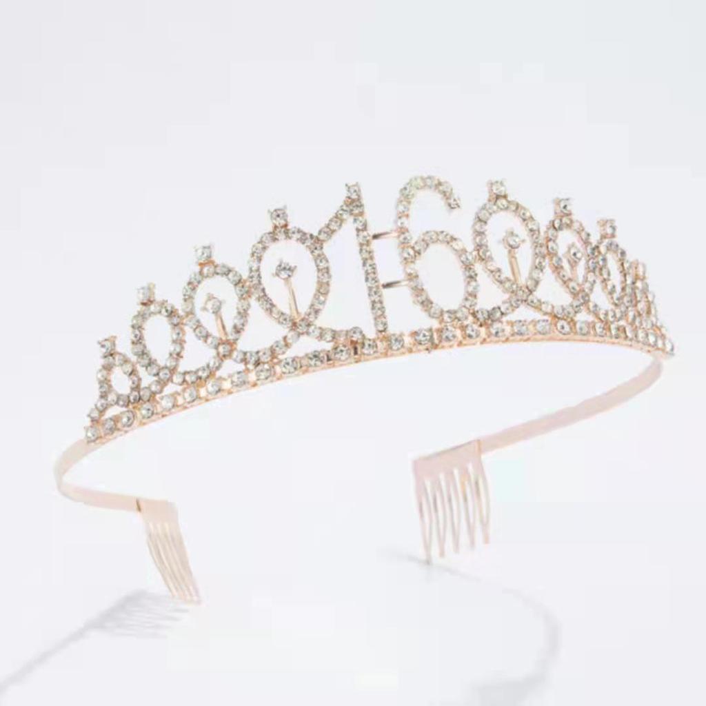 Rhinestone Birthday Queen Crown & Princess Sash Headpiece