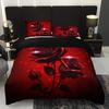 3pcs Red Rose Print Bedding Set Soft Comfortable Duvet Cover King Queen Twin Single Size Bithday Gift for Sister Room Decoration