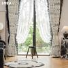 1PC LOZUJOJU 70-80% Blackout French Romantic Style Butterfly Print Pattern Ruffle Edge Curtain for Bedroom Living Room Home Decor