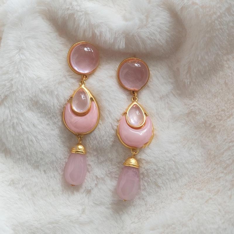 

Винтажные розовые серьги-капли из смолы с клипсами для женщин