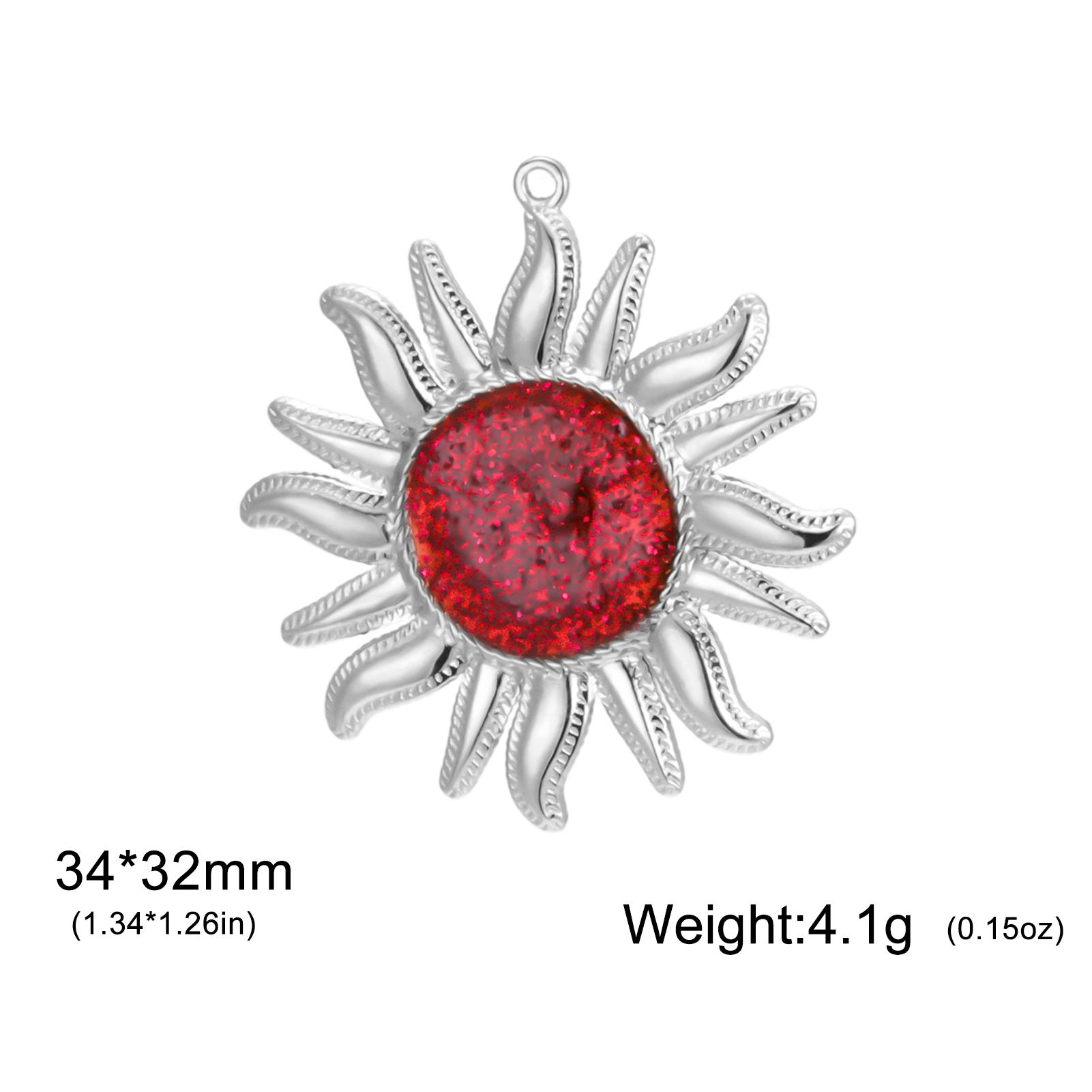 

Teamer Artificial Ruby Sun Charms Stainless Steel Trendy Pendant For Necklace Bracelet Amulet Jewelry Gift Wholesale 2026 New