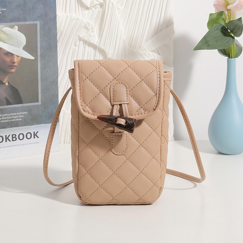 Casual embroidery rhombus shoulder messenger mobile phone bag, a new versatile women's bag