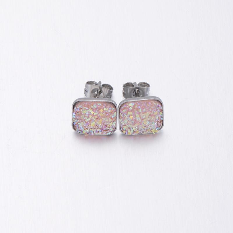 Women’s Crystal Cluster Rhinestone Stud Earrings - Square Concave-Convex Design, Star Style