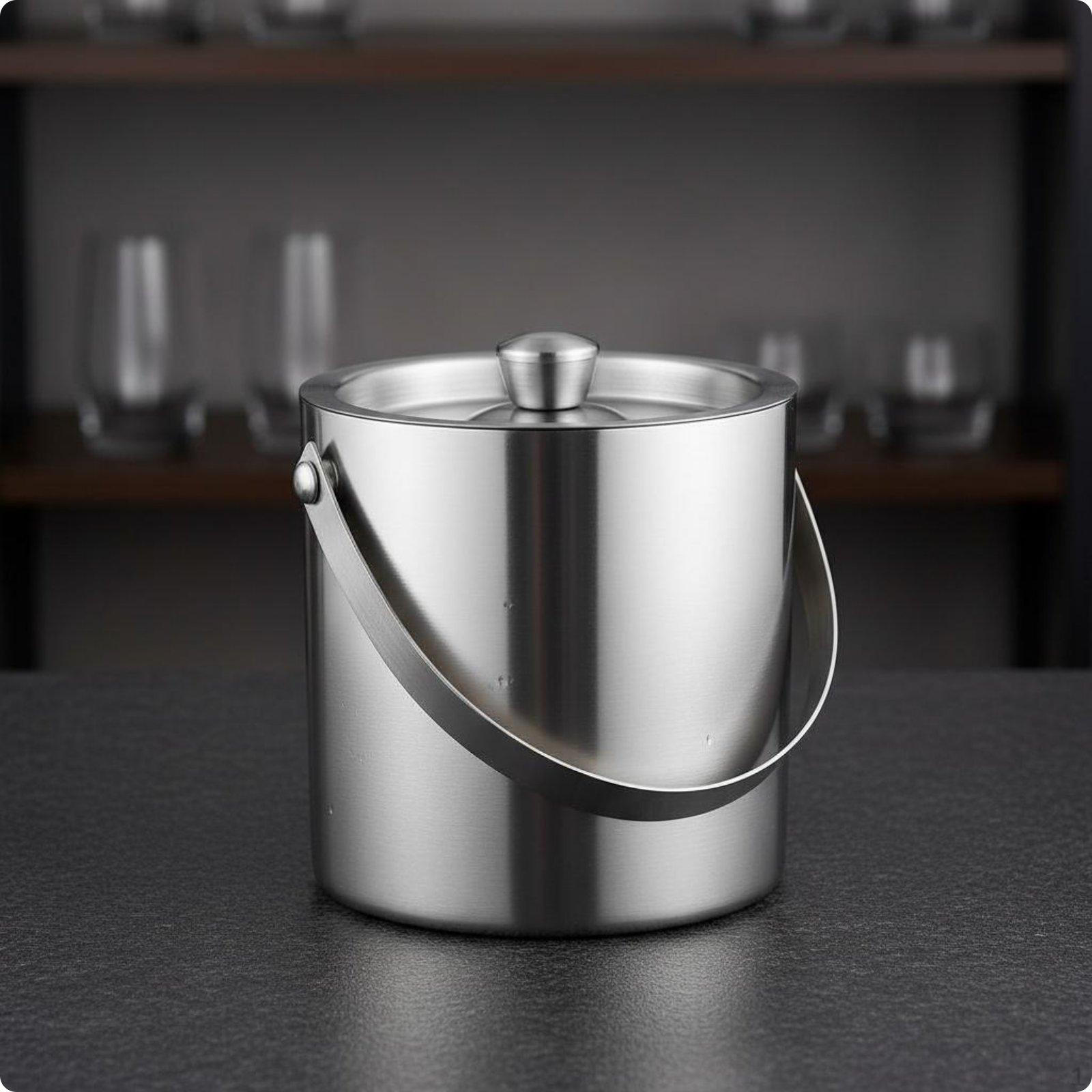 Double Insulation Bucket Heat and Cold Retention Stainless Steel Ice with Lid 2L