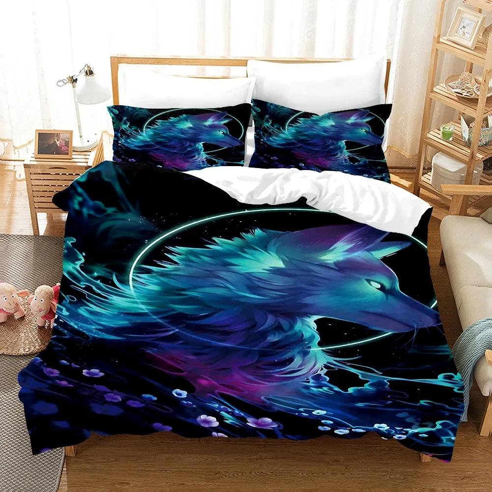 3D White Wolf Bedding Set  Aniaml Bedding Set Single Twin Double Queen King Cal King Size Bed Linen Set