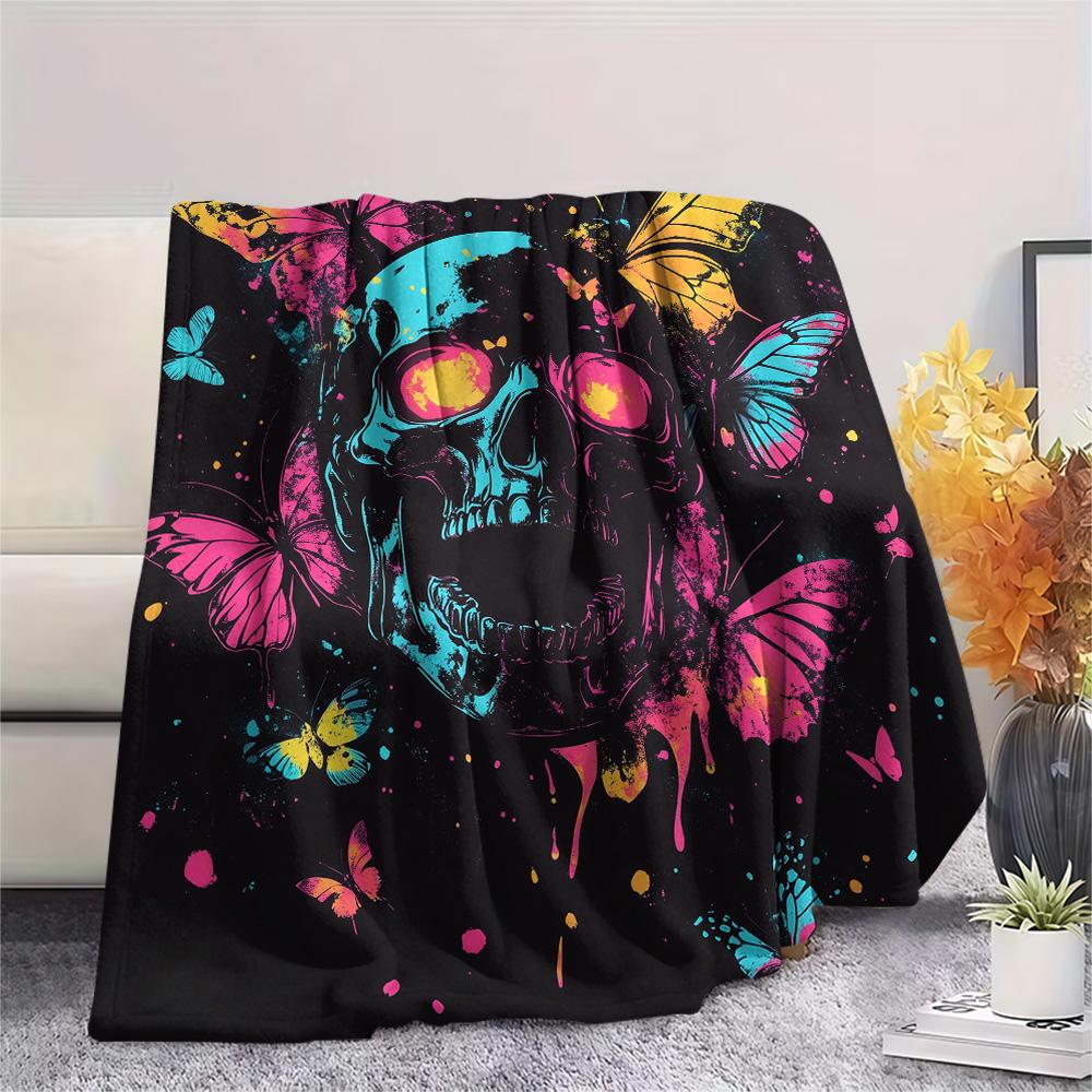 Dark Butterflies  Print Flannel Blanket, High Quality Comfortable for All Seasons, Home Decor, Warmth and Comfort