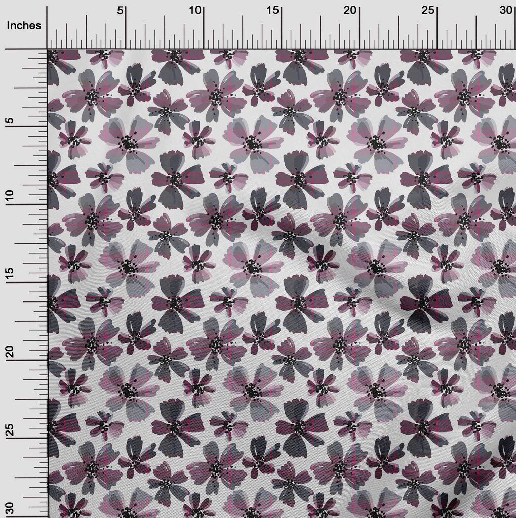oneOone Cotton Flex Gray Fabric Florals Craft Projects Decor Fabric Printed By The Yard 40 Inch