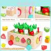 Colorful Educational Wooden Farm Fishing Shape Matching Car Toys For Kids