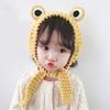 Cute for Frog Hat Big Ears Headgear Cartoon Knitted Hat Winter Warm Headdress