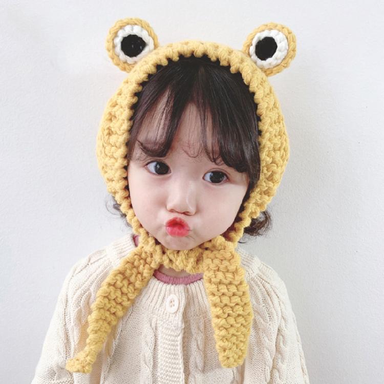 Cute for Frog Hat Big Ears Headgear Cartoon Knitted Hat Winter Warm Headdress