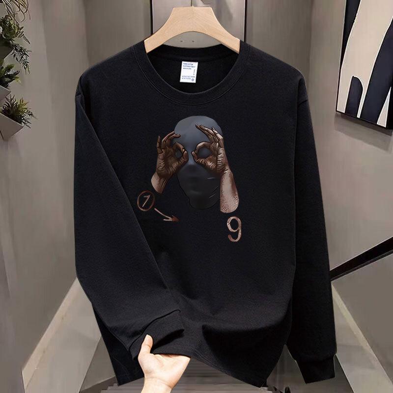 American Trendy Brand Pure Cotton T-Shirt Men'S Bottoming Shirt Long-Sleeved Trendy Autumn And Winter Men'S And Women'S Crew Neck Sweater
