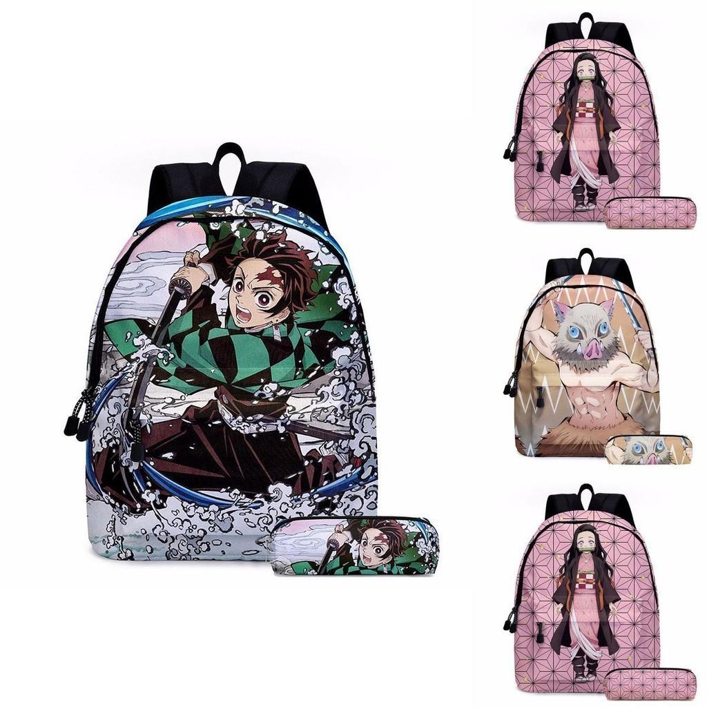 Set Zaino Cartone Animato Anime Demon Slayer Per Studenti Durevole Traspirante E Leggero
