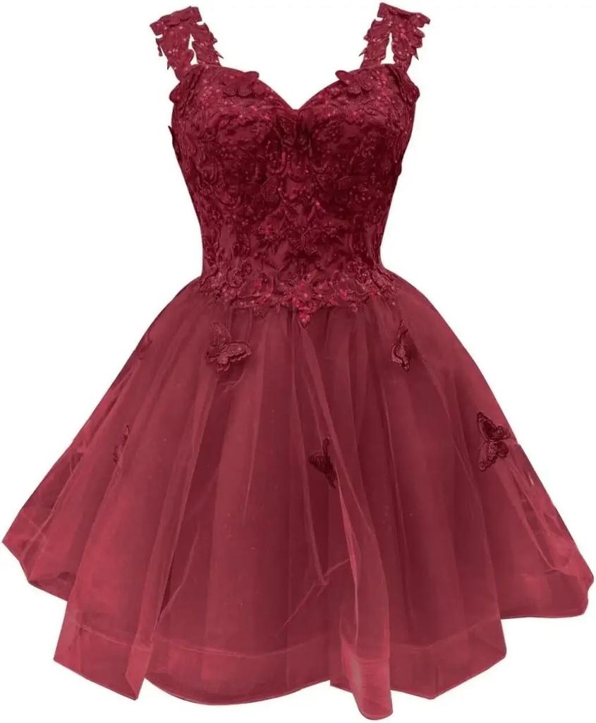 Shiny Tulle Prom Dress Teen Dress 1D Butterfly Short Dress Homecoming Dress Graduation Dress