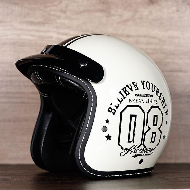 Retro Motorcycle Helmet Men's and Women's Electric Vehicle Scooter 3/4 Half Helmet