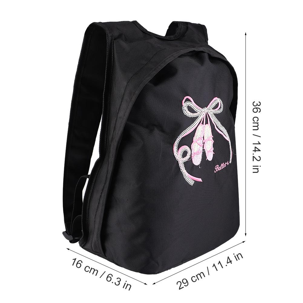 Girls Ballet Dance Backpack Kids Shoulder Sports Zipper Bag(Black)