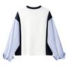 Women's Korean Style Striped Patchwork Faux Two-Piece Sweatshirt