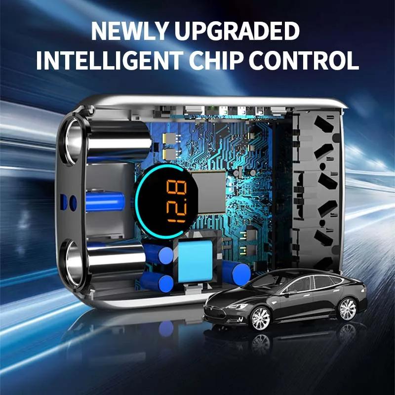 BUWEI New Car Inverter DC 12V/24V to AC 220V All in One USB Car Charger QC3.0/4.0 PD3.0 Fast Charging 3-Sockets Power Adapter