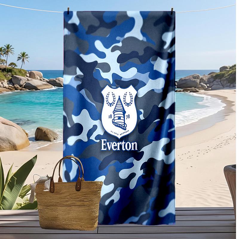 Everton Football Print Beach Towel, Large Soft Quick Dry Towel for Beach Camping Swimming