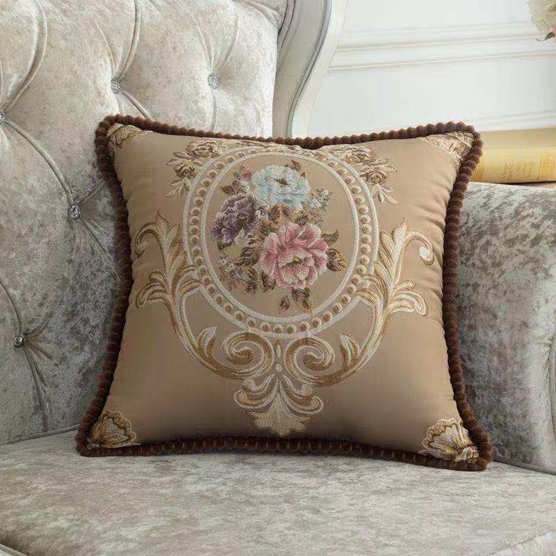 45x45cm Home Living Room Sofa Cushion Retro Embroidered Square Pillow Cover Zipper Detachable Car Lumbar Support Thicken Soft and Comfortable Mat