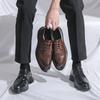 Men Dress Brogues Derbys Formal Business Brown Leather Shoes Black Tuxedo Wedding Shoes Plus Size