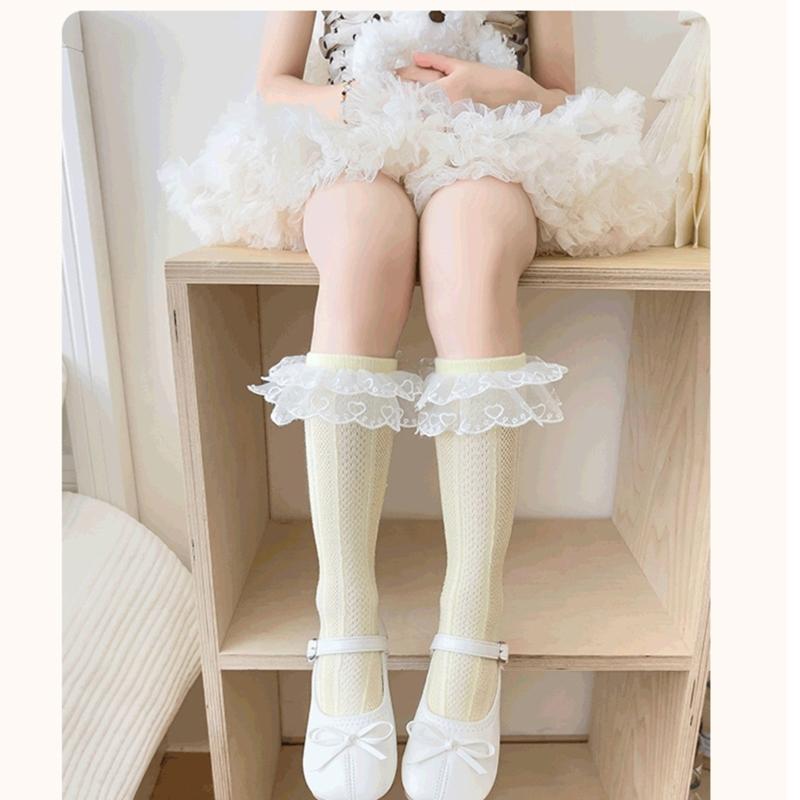 Fashion Lace Calf Socks Socks Breathable Loose Socks for Girls Bowknot High Boot Socks Long Knee High Stockings