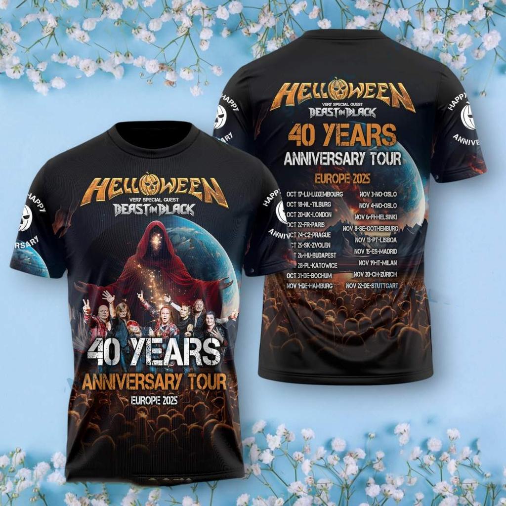 New Rock Helloween 3D-gedrucktes Herren- und Damen-T-Shirt Retro Street Rock Kleidung Rundhals Kurzarm Harajuku Top