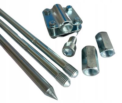 Lightning Protection Grounding Rod Set 3m (3x1m) M16 + Zinc-plated Steel Connector + Punch