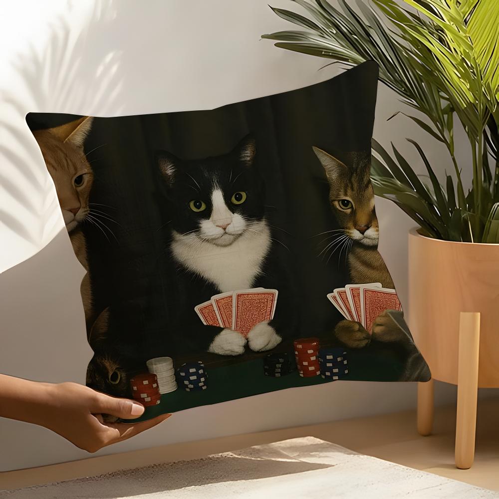 Cute Funny Internet Meme Cat Pillow Case Linen Cushion Covers For Decorative Sofa Home Pillows Case Car Chair Pillows Cases