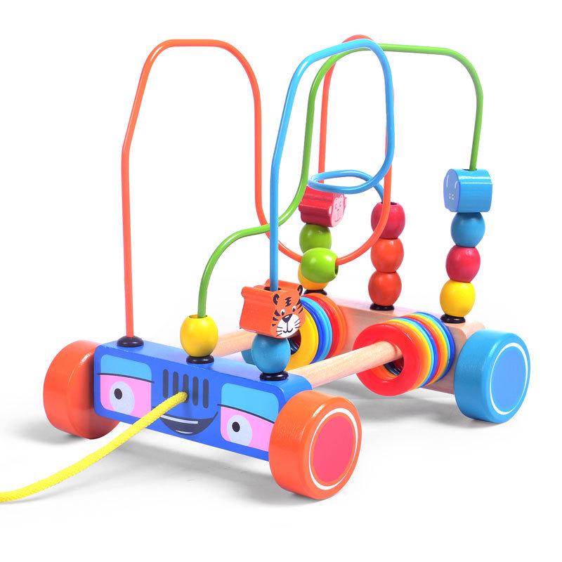 Multifunctional Wooden Early Education Maze and Bead Box for Children Ages 1-3