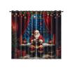 2pcs Merry Christmas   Santa Claus print   perforated blackout curtains   multi size living room insulation   holiday decoration