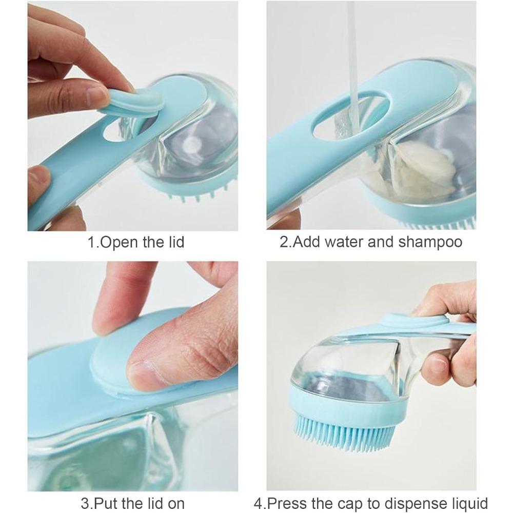 New Pet Bath Brush 2 In 1 Dog Bath Brush With Built-in Shampoo Dispenser Pet Wash Brush Dogs Cats Grooming Massage Brush