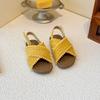 Girls Summer Woven Open Toe Sandals Non Slip Resort Versatile Kids Beach Slides Fashionable Comfortable Footwear