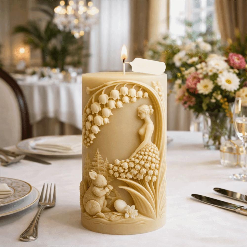 Decorative 3D Flower Girl Candle Mold Non-stick Reusable Plaster Mold Detailed Relief Handmade Candle Making Mold DIY Crafting